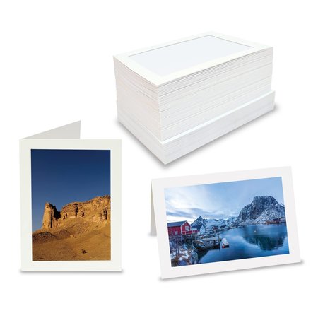 BETTER OFFICE PRODUCTS Photo Frame Note Cards for 4in. x 6in. Photos, Photo Inserts with Envelopes, White, 50PK 64600